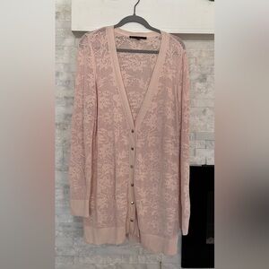 White House Black Market Blush Lace Cardigan